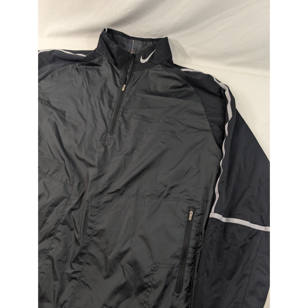 NIKE Golf Black w/ gray Windbreaker Jacket sz XXL Mens Black Pocketa Quarter Zip